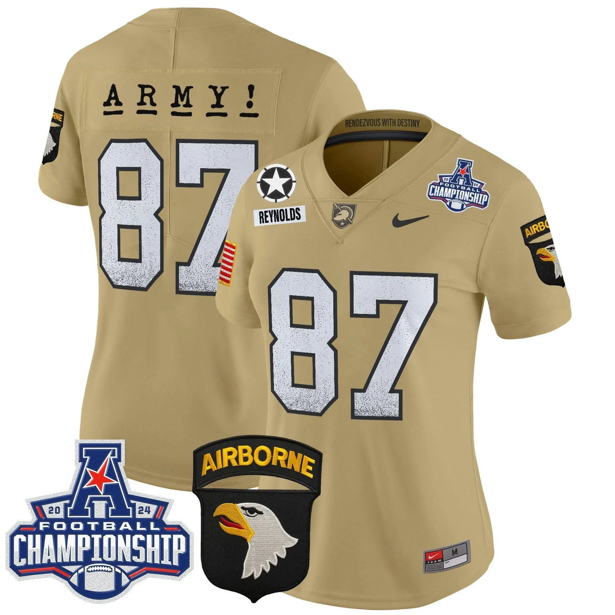 Personalized Women's ABK 2026 AAC Championship Patch Vapor Limited Jersey - Stitched - Tan / Casey Reynolds Stitched