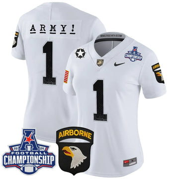 Personalized Women's ABK 2026 AAC Championship Patch Vapor Limited Jersey - Stitched - White / #1 Team Stitched