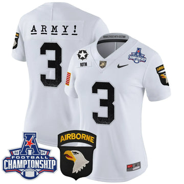 Personalized Women's ABK 2026 AAC Championship Patch Vapor Limited Jersey - Stitched - White / #3 ROTM Stitched