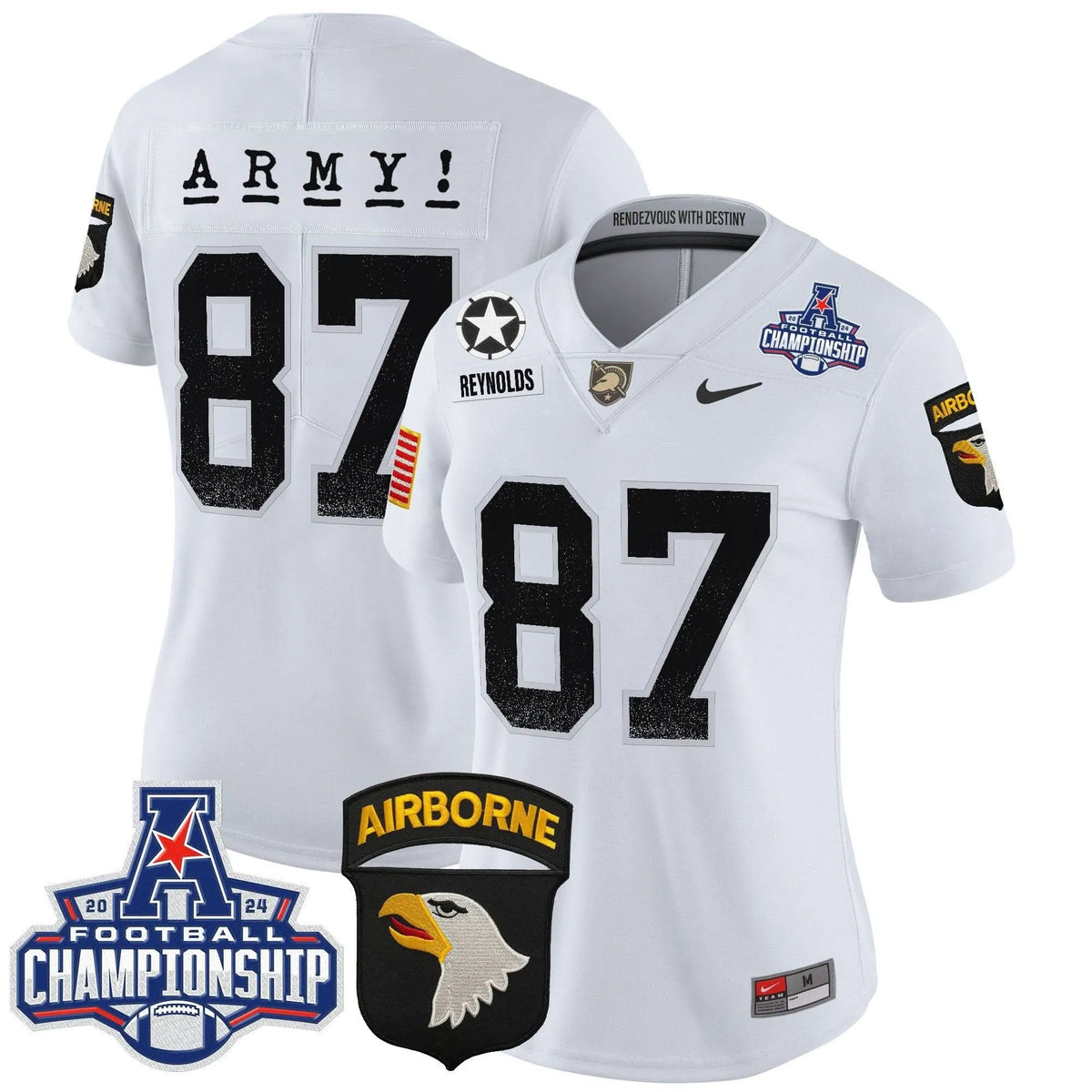 Personalized Women's ABK 2026 AAC Championship Patch Vapor Limited Jersey - Stitched - White / Casey Reynolds Stitched