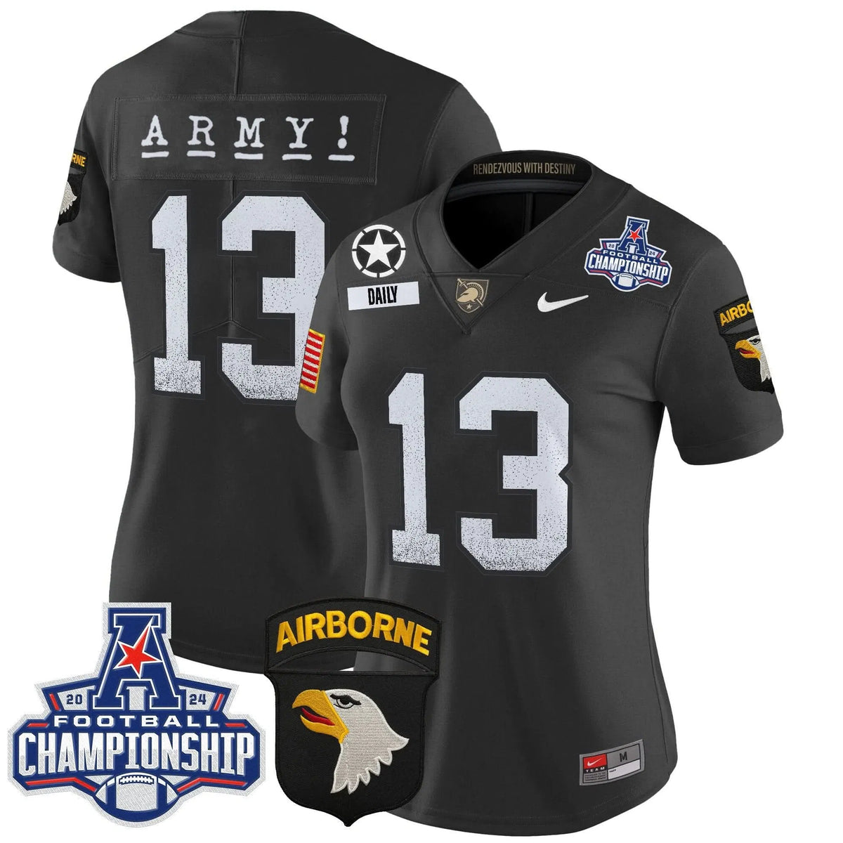 Personalized Women's ABK 2026 AAC Championship Patch Vapor Limited Jersey - Stitched - Black / Bryson Daily Stitched