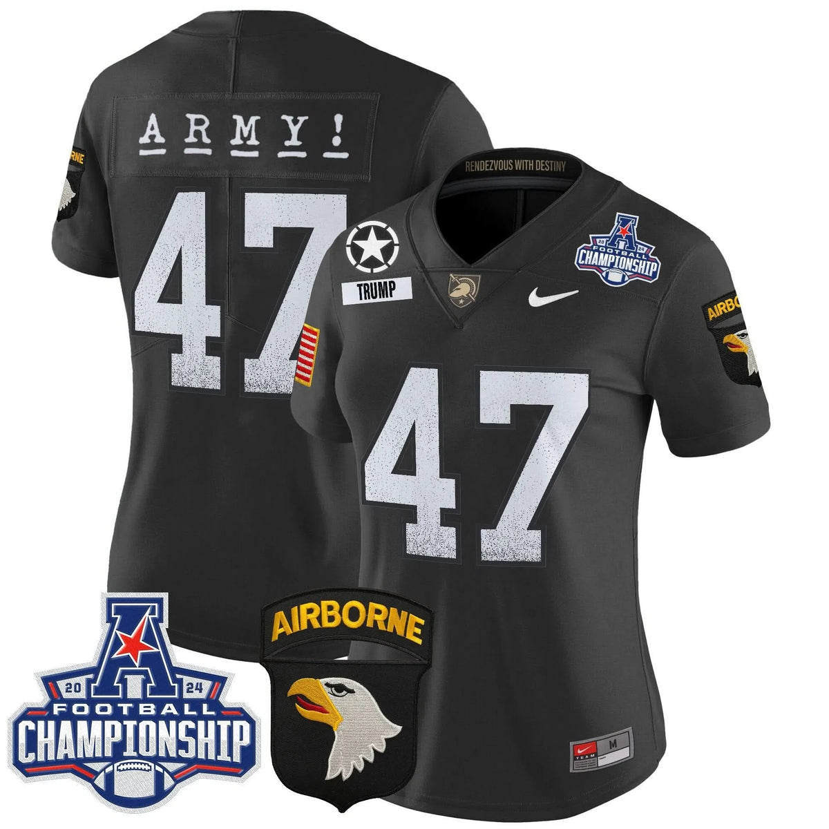 Personalized Women's ABK 2026 AAC Championship Patch Vapor Limited Jersey - Stitched - Black / Trump Stitched