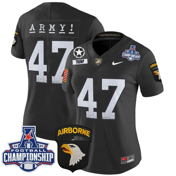 Personalized Women's ABK 2026 AAC Championship Patch Vapor Limited Jersey - Stitched - Black / Trump Stitched