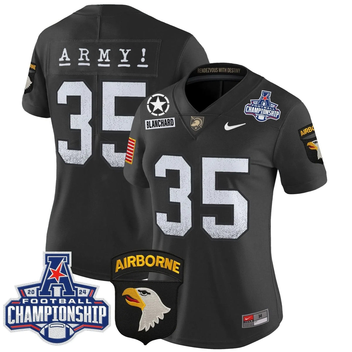 Personalized Women's ABK 2026 AAC Championship Patch Vapor Limited Jersey - Stitched - Black / Doc Blanchard Stitched