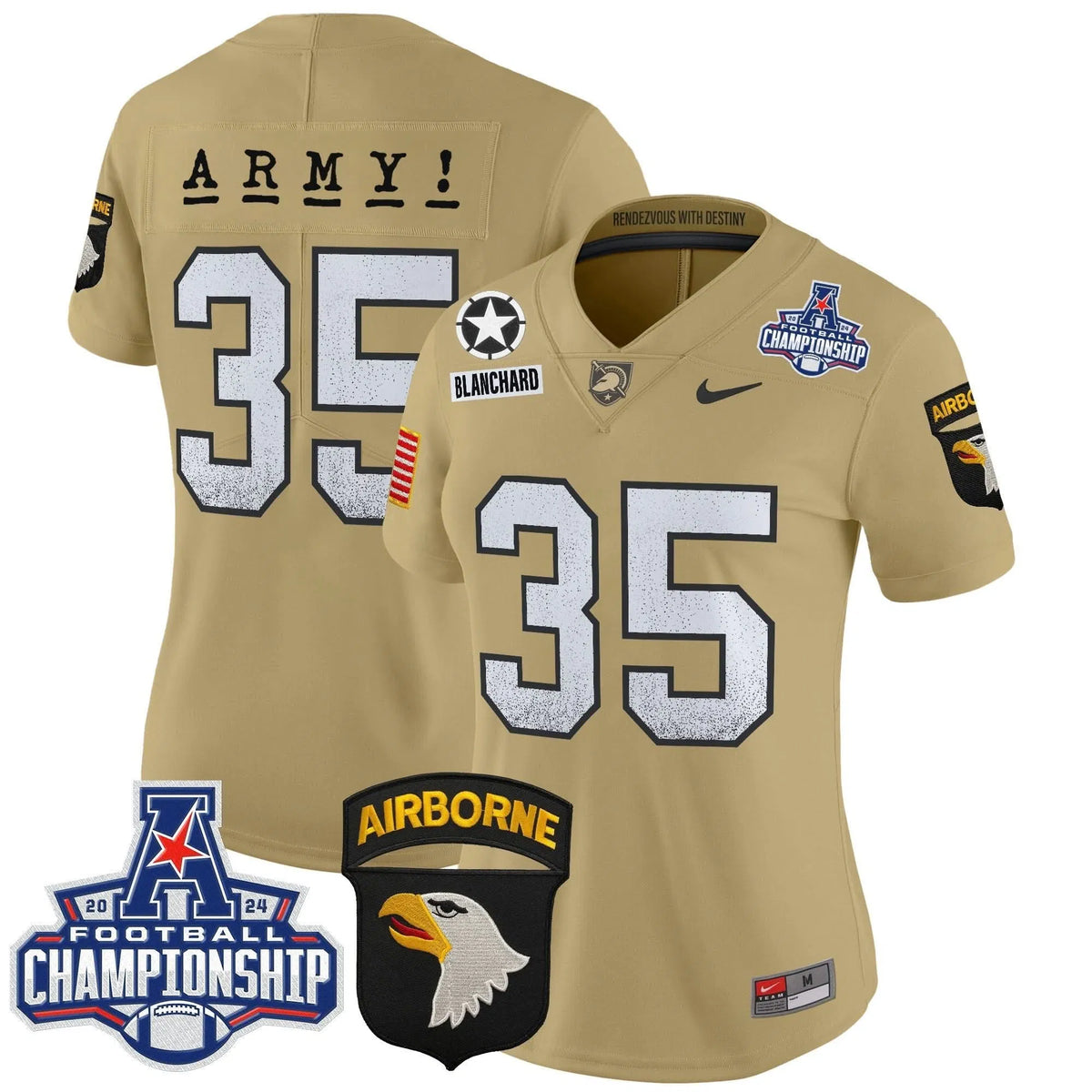 Personalized Women's ABK 2026 AAC Championship Patch Vapor Limited Jersey - Stitched - Tan / Doc Blanchard Stitched