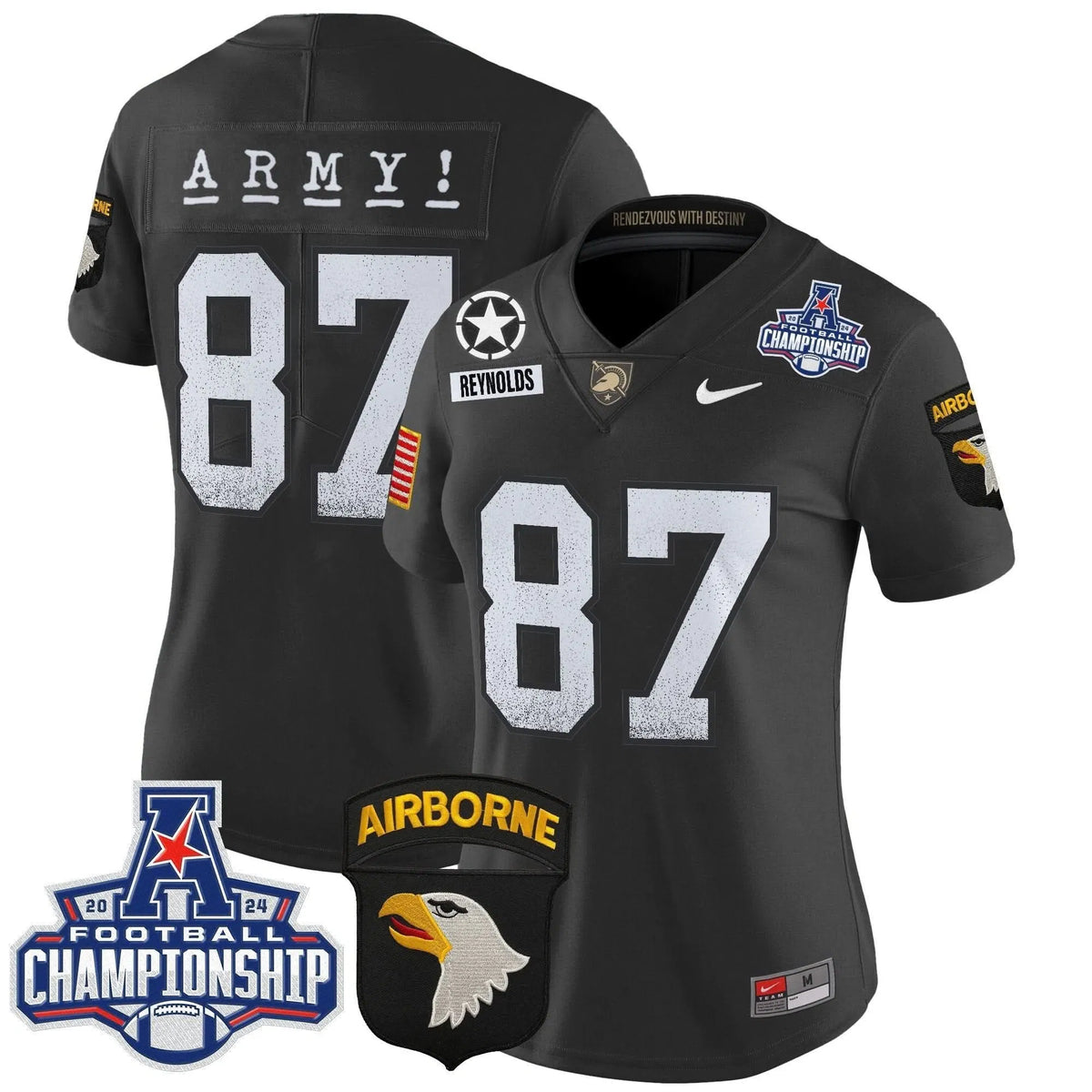 Personalized Women's ABK 2026 AAC Championship Patch Vapor Limited Jersey - Stitched - Black / Casey Reynolds Stitched