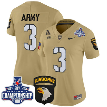 Personalized Women's ABK 2026 AAC Championship Patch Vapor Limited Jersey V2 - Stitched - Tan / #3 ROTM Stitched