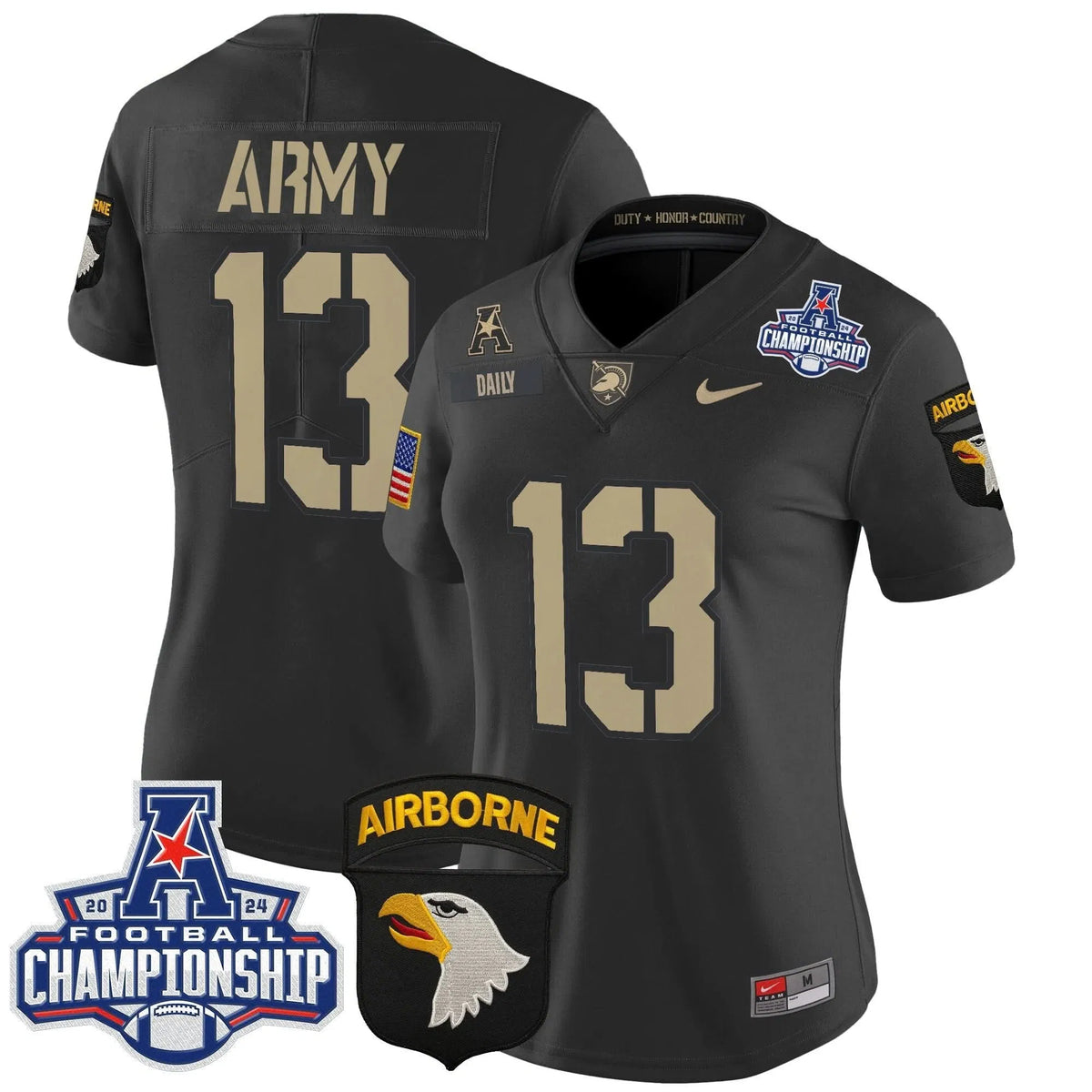 Personalized Women's ABK 2026 AAC Championship Patch Vapor Limited Jersey V2 - Stitched - Black / Bryson Daily Stitched