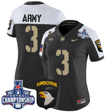 Personalized Women's ABK 2026 AAC Championship Patch Vapor Limited Jersey V2 - Stitched - Black Alternate / #3 ROTM Stitched
