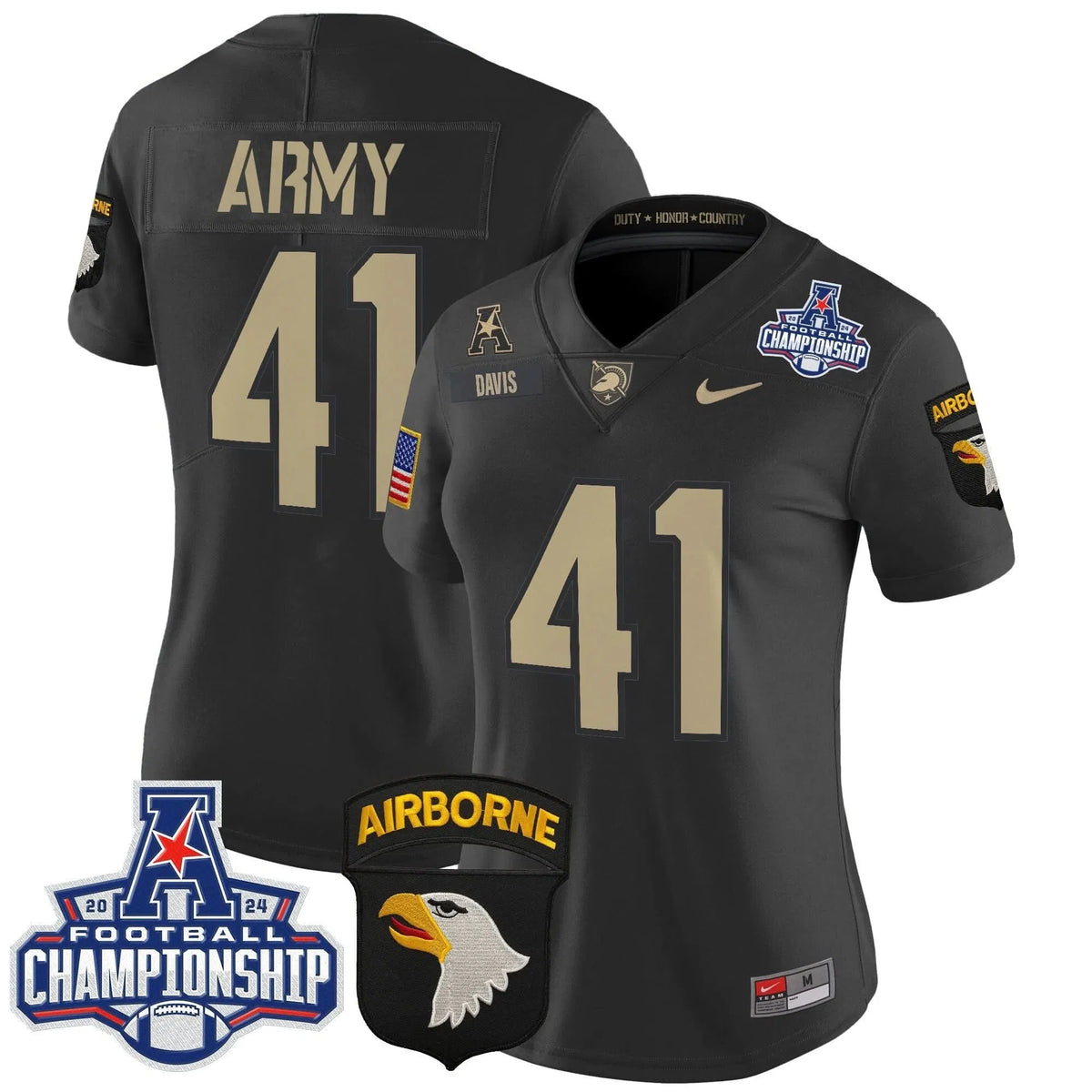 Personalized Women's ABK 2026 AAC Championship Patch Vapor Limited Jersey V2 - Stitched - Black / Glenn Davis Stitched