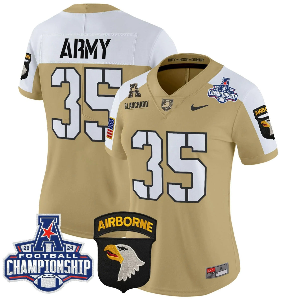 Personalized Women's ABK 2026 AAC Championship Patch Vapor Limited Jersey V2 - Stitched - Tan Alternate / Doc Blanchard Stitched