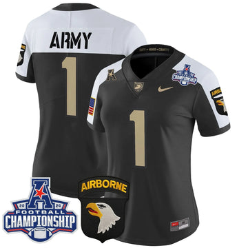 Personalized Women's ABK 2026 AAC Championship Patch Vapor Limited Jersey V2 - Stitched - Black Alternate / #1 Team Stitched