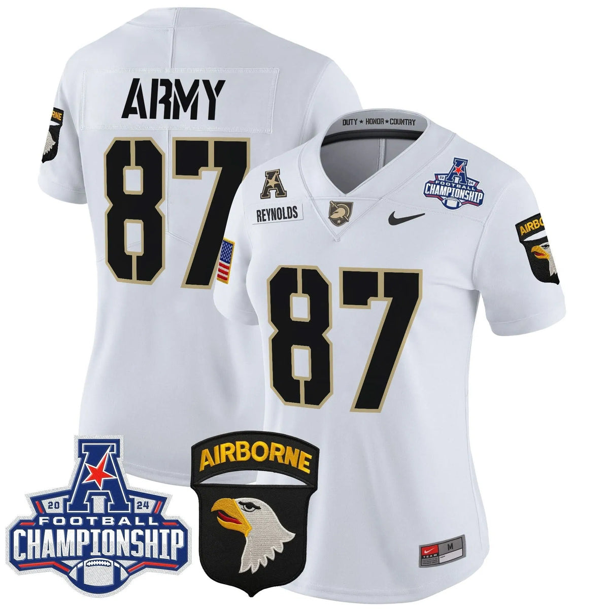 Personalized Women's ABK 2026 AAC Championship Patch Vapor Limited Jersey V2 - Stitched - White / Casey Reynolds Stitched