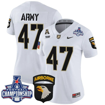 Personalized Women's ABK 2026 AAC Championship Patch Vapor Limited Jersey V2 - Stitched - White / Trump Stitched