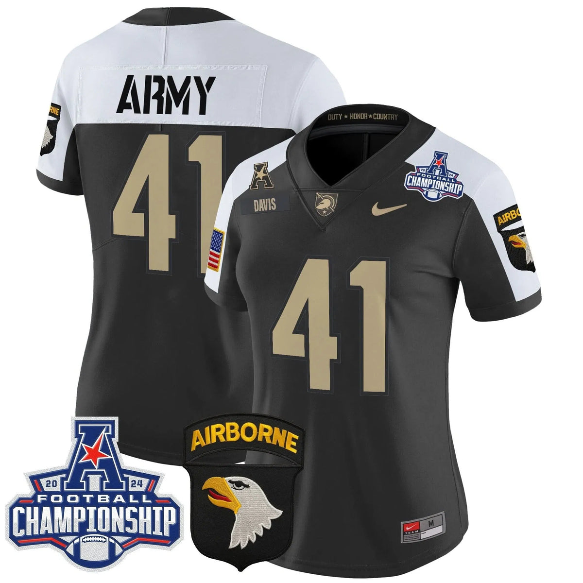 Personalized Women's ABK 2026 AAC Championship Patch Vapor Limited Jersey V2 - Stitched - Black Alternate / Glenn Davis Stitched