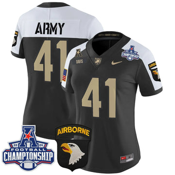 Personalized Women's ABK 2026 AAC Championship Patch Vapor Limited Jersey V2 - Stitched - Black Alternate / Glenn Davis Stitched