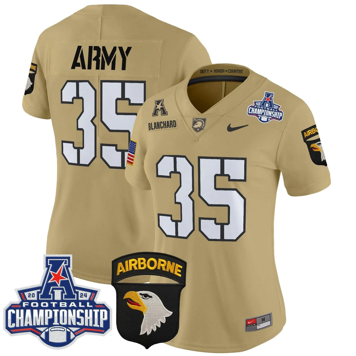 Personalized Women's ABK 2026 AAC Championship Patch Vapor Limited Jersey V2 - Stitched - Tan / Doc Blanchard Stitched
