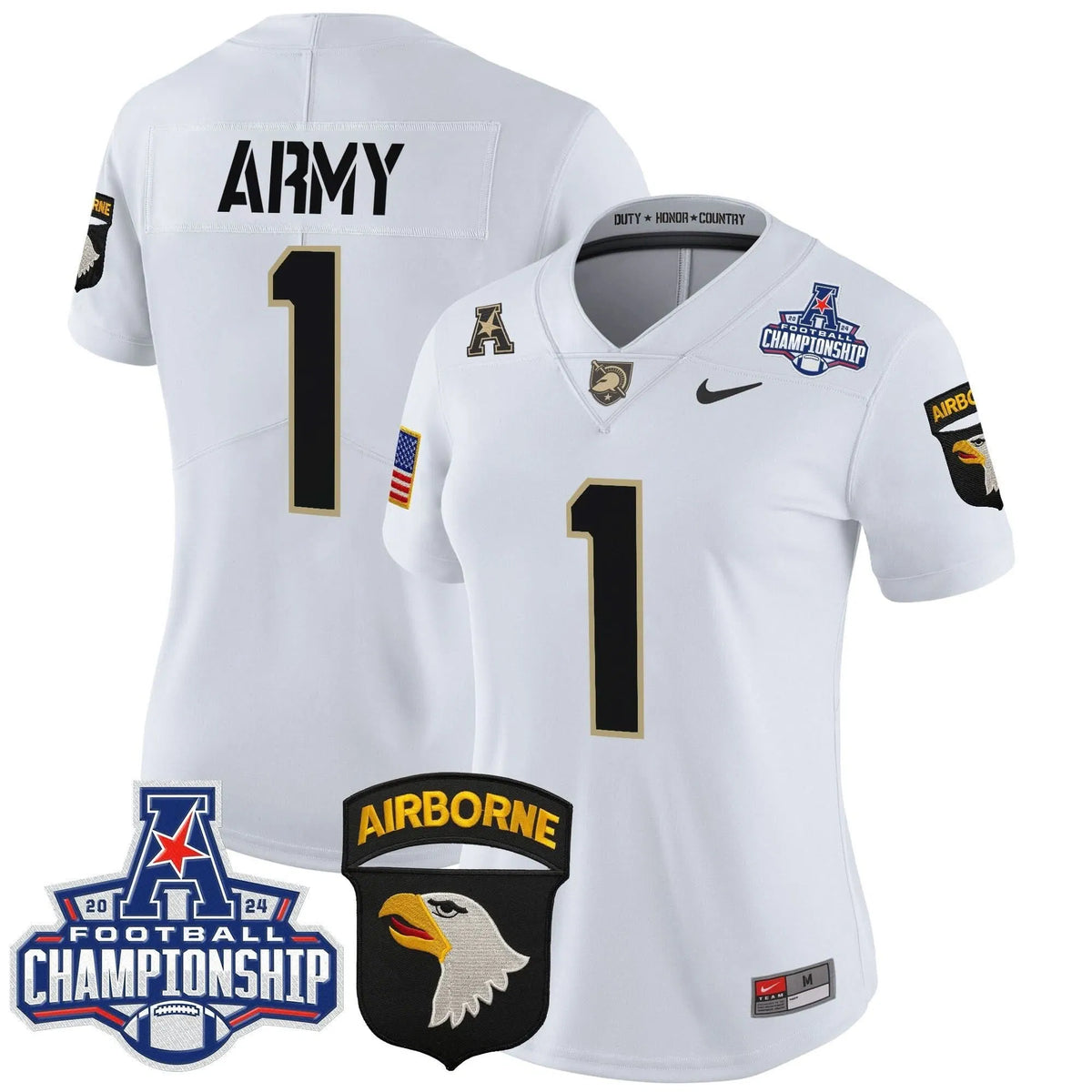Personalized Women's ABK 2026 AAC Championship Patch Vapor Limited Jersey V2 - Stitched - White / #1 Team Stitched