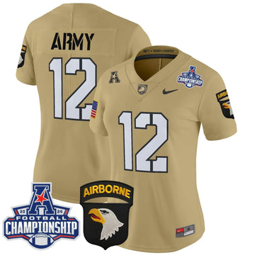 Personalized Women's ABK 2026 AAC Championship Patch Vapor Limited Jersey V2 - Stitched - Tan / #12th Man Stitched