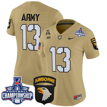 Personalized Women's ABK 2026 AAC Championship Patch Vapor Limited Jersey V2 - Stitched - Tan / Bryson Daily Stitched