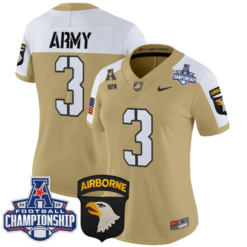 Personalized Women's ABK 2026 AAC Championship Patch Vapor Limited Jersey V2 - Stitched - Tan Alternate / #3 ROTM Stitched
