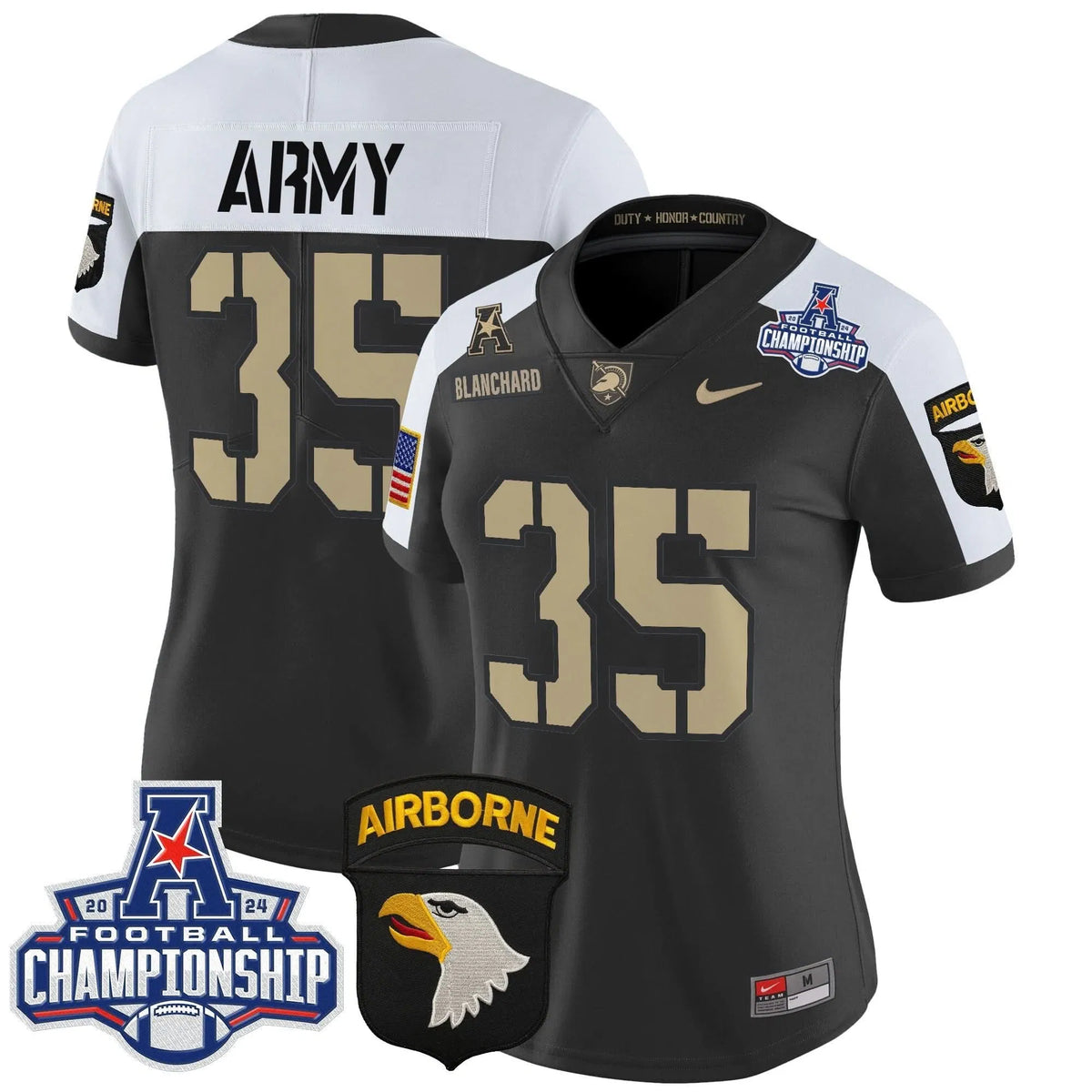 Personalized Women's ABK 2026 AAC Championship Patch Vapor Limited Jersey V2 - Stitched - Black Alternate / Doc Blanchard Stitched