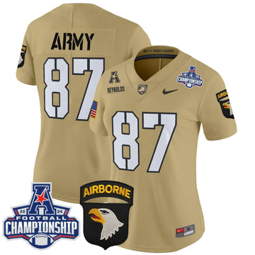 Personalized Women's ABK 2026 AAC Championship Patch Vapor Limited Jersey V2 - Stitched - Tan / Casey Reynolds Stitched