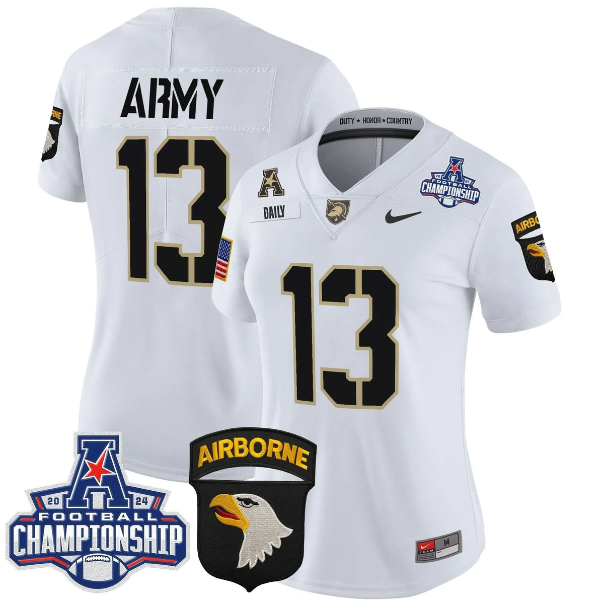 Personalized Women's ABK 2026 AAC Championship Patch Vapor Limited Jersey V2 - Stitched - White / Bryson Daily Stitched