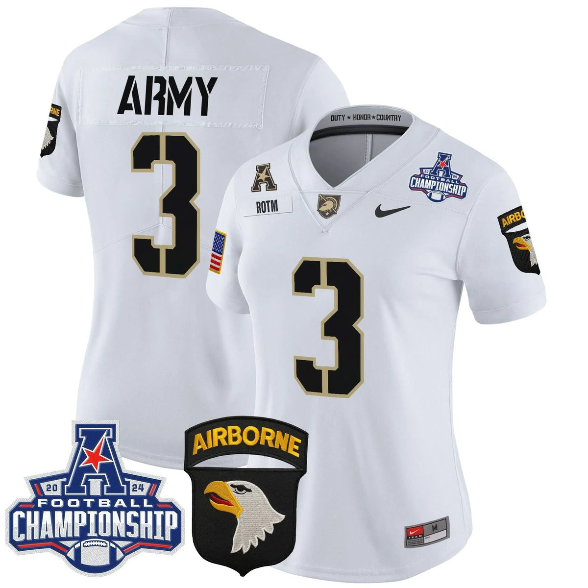 Personalized Women's ABK 2026 AAC Championship Patch Vapor Limited Jersey V2 - Stitched - White / #3 ROTM Stitched