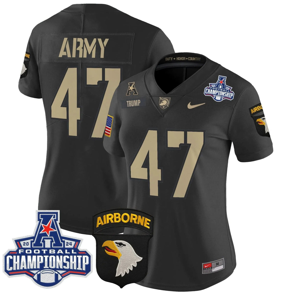 Personalized Women's ABK 2026 AAC Championship Patch Vapor Limited Jersey V2 - Stitched - Black / Trump Stitched