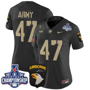 Personalized Women's ABK 2026 AAC Championship Patch Vapor Limited Jersey V2 - Stitched - Black / Trump Stitched