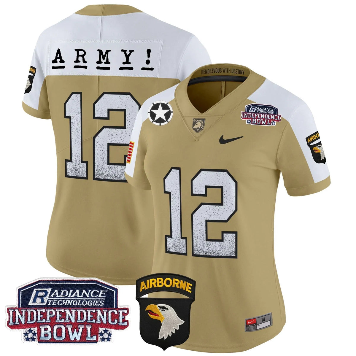 Personalized Women's ABK Independence Bowl Patch 2026 Vapor Limited Jersey - Stitched - Tan Alternate / #12th Man Stitched
