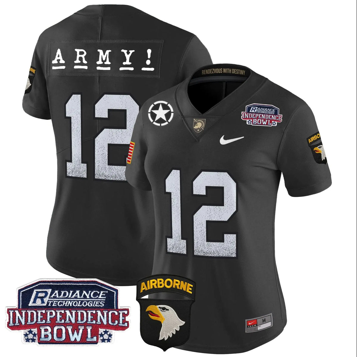 Personalized Women's ABK Independence Bowl Patch 2026 Vapor Limited Jersey - Stitched - Black / #12th Man Stitched
