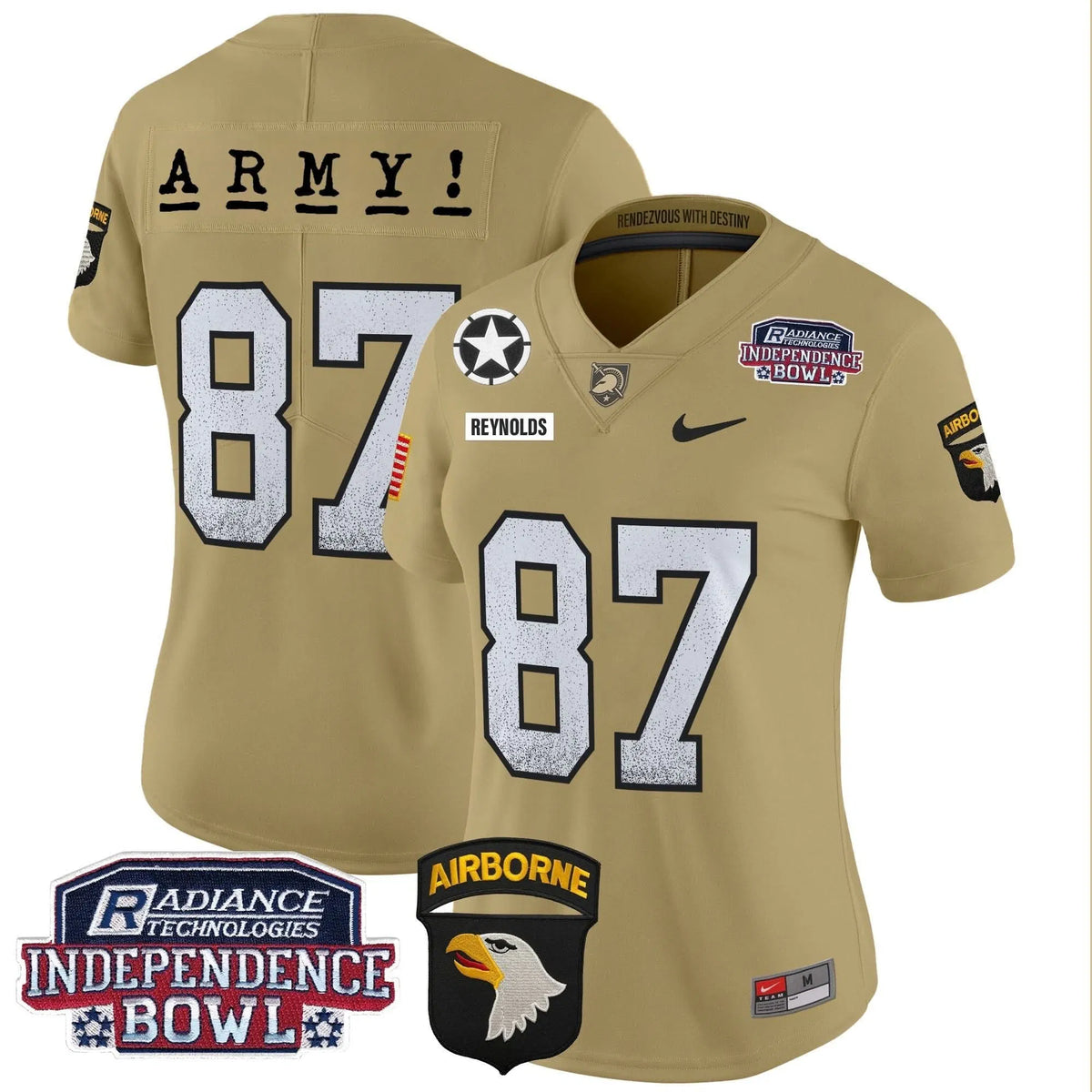Personalized Women's ABK Independence Bowl Patch 2026 Vapor Limited Jersey - Stitched - Tan / Casey Reynolds Stitched
