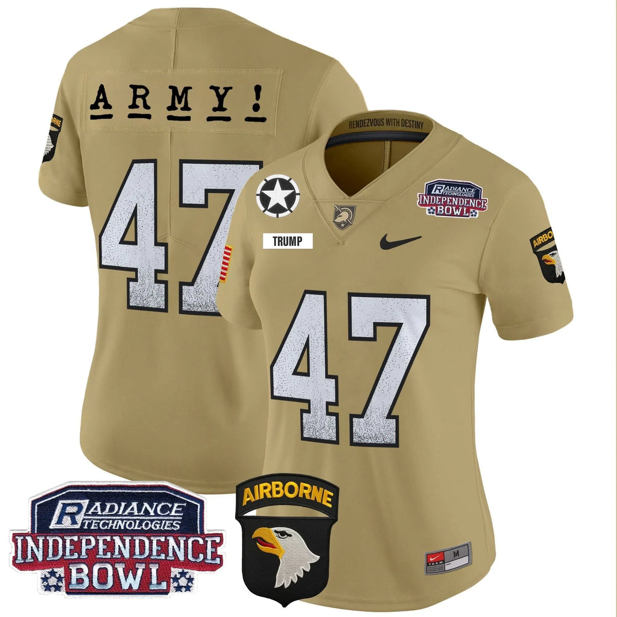 Personalized Women's ABK Independence Bowl Patch 2026 Vapor Limited Jersey - Stitched - Tan / Trump Stitched