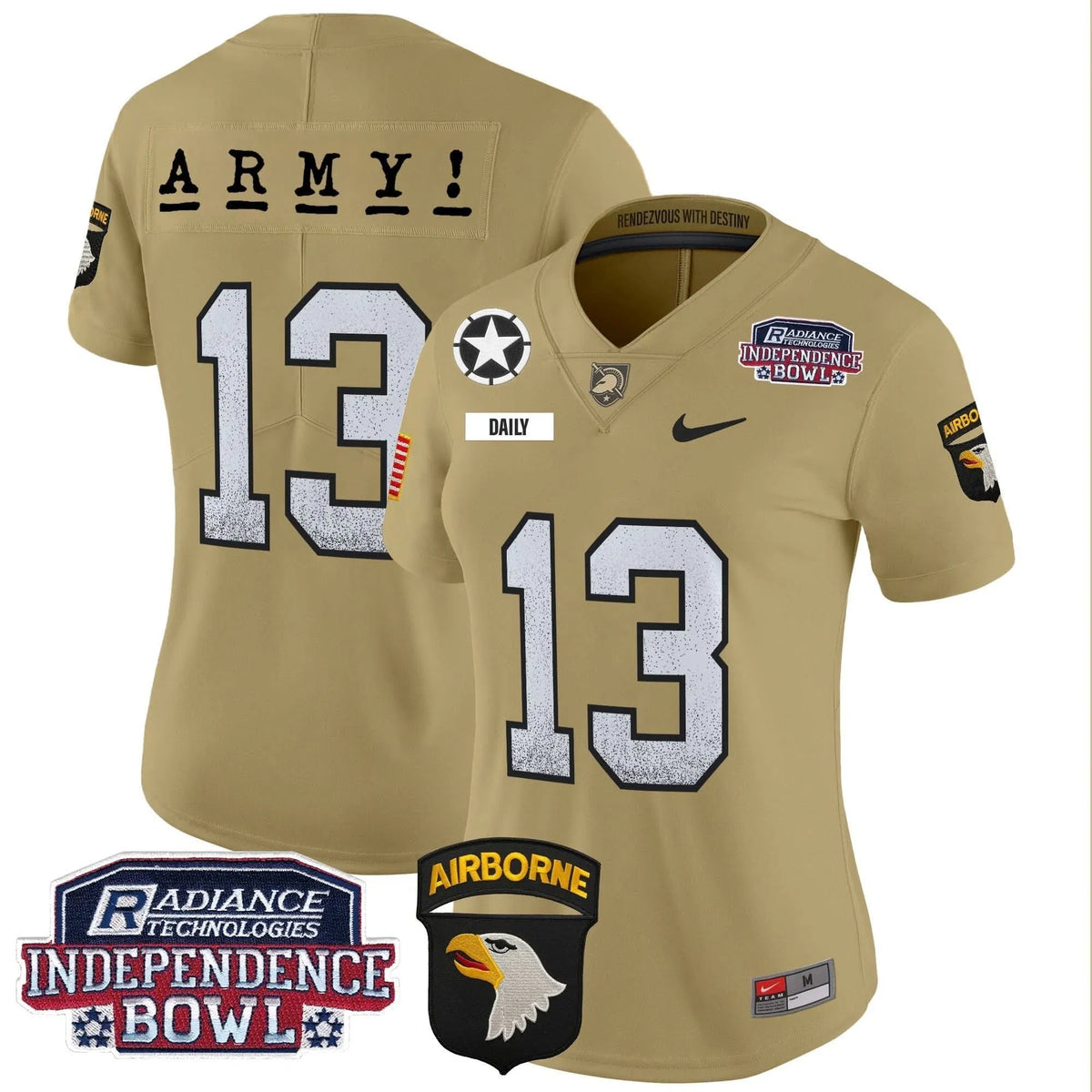 Personalized Women's ABK Independence Bowl Patch 2026 Vapor Limited Jersey - Stitched - Tan / Bryson Daily Stitched
