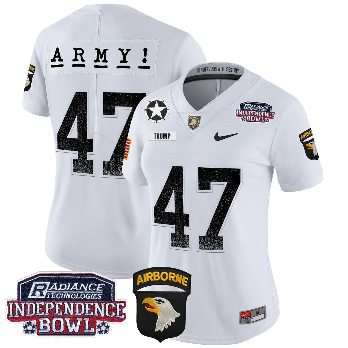 Personalized Women's ABK Independence Bowl Patch 2026 Vapor Limited Jersey - Stitched - White / Trump Stitched