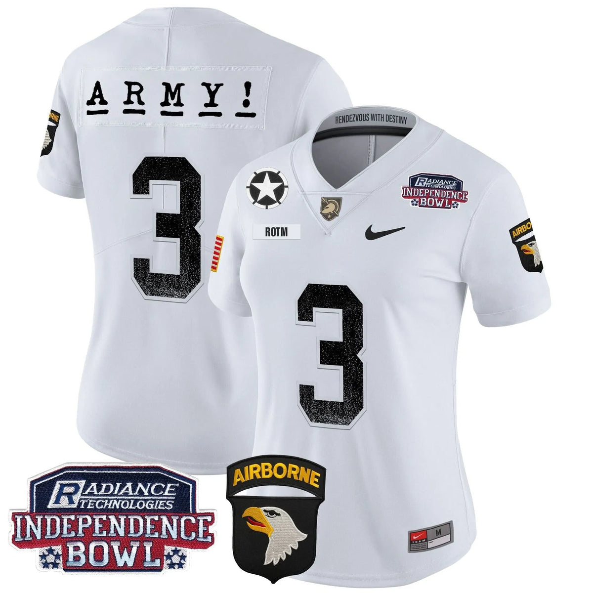 Personalized Women's ABK Independence Bowl Patch 2026 Vapor Limited Jersey - Stitched - White / #3 ROTM Stitched
