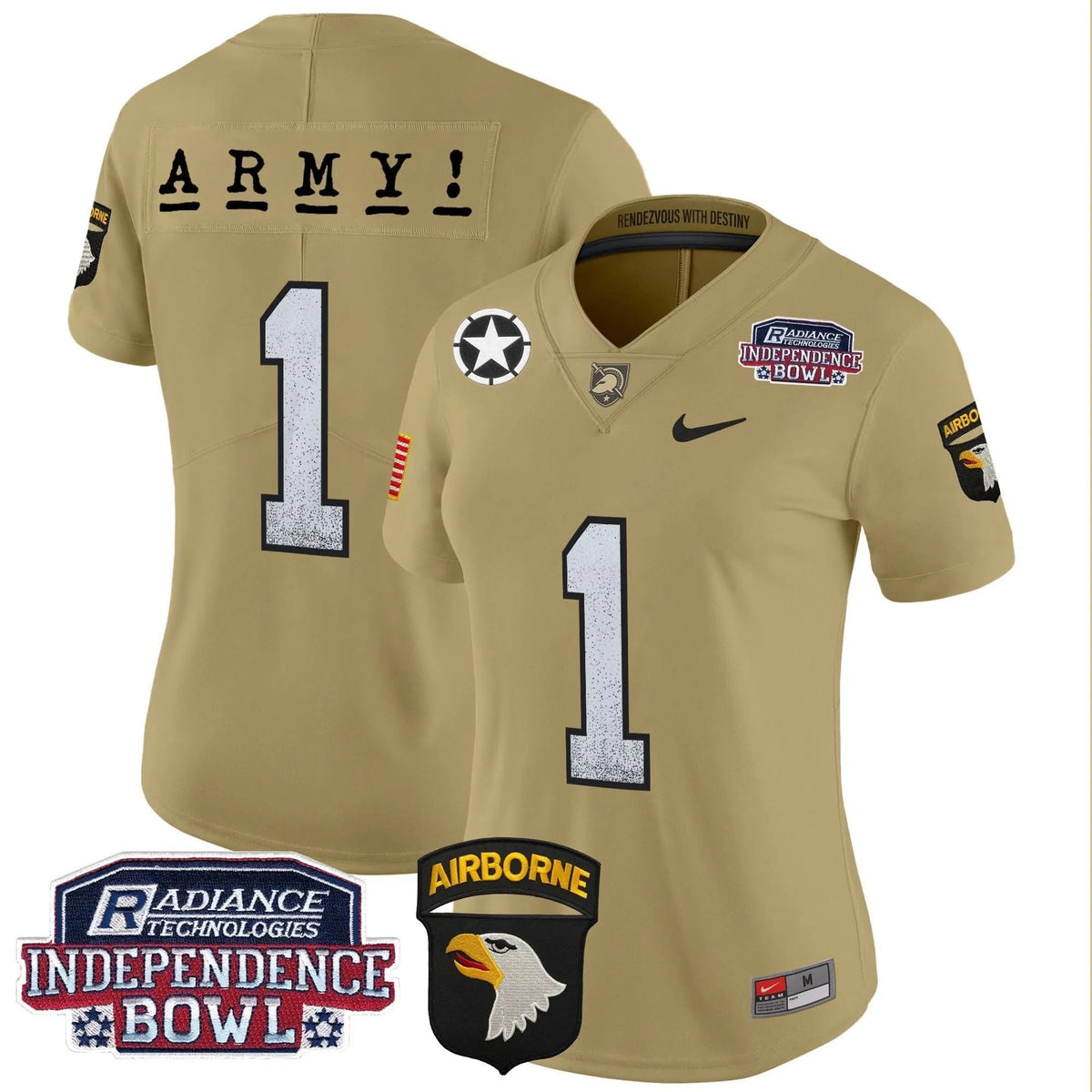 Personalized Women's ABK Independence Bowl Patch 2026 Vapor Limited Jersey - Stitched - Tan / #1 Team Stitched