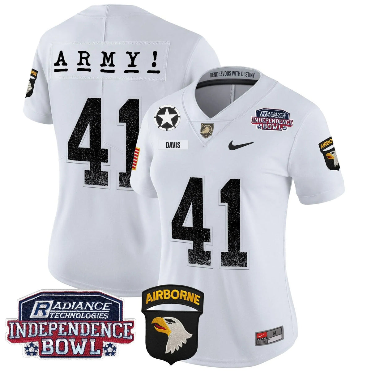 Personalized Women's ABK Independence Bowl Patch 2026 Vapor Limited Jersey - Stitched - White / Glenn Davis Stitched
