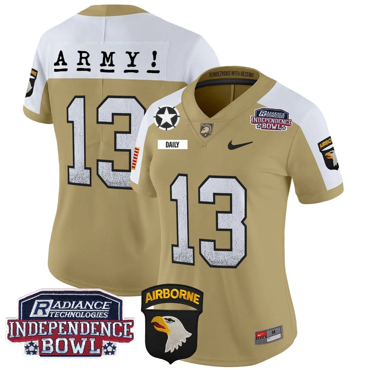 Personalized Women's ABK Independence Bowl Patch 2026 Vapor Limited Jersey - Stitched - Tan Alternate / Bryson Daily Stitched