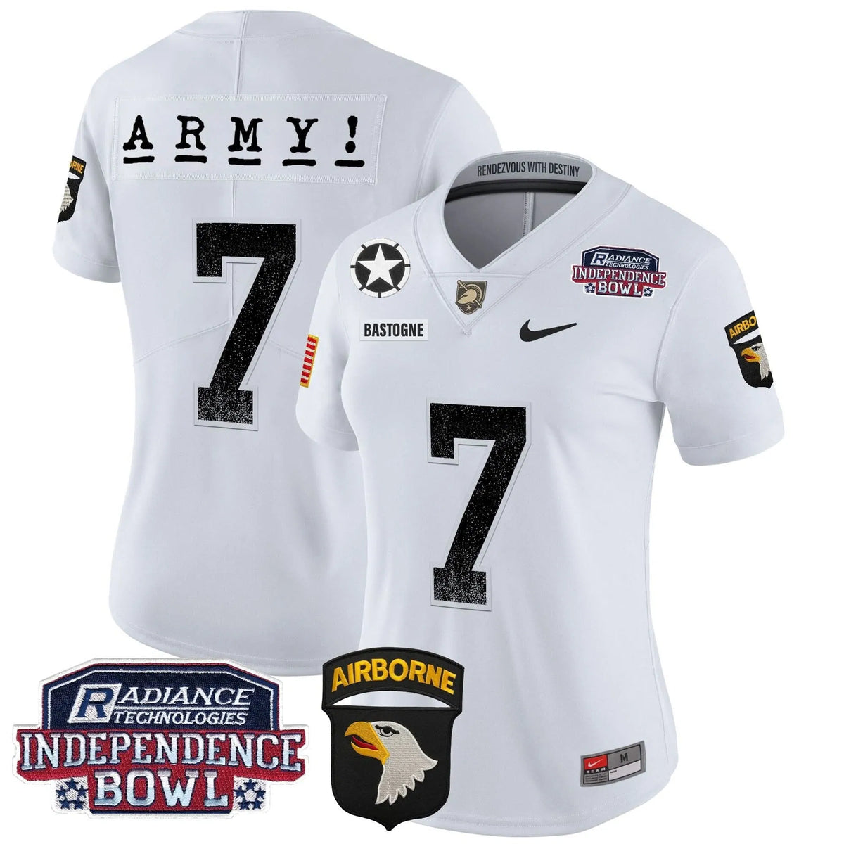 Personalized Women's ABK Independence Bowl Patch 2026 Vapor Limited Jersey - Stitched - White / #7 Bastogne Stitched