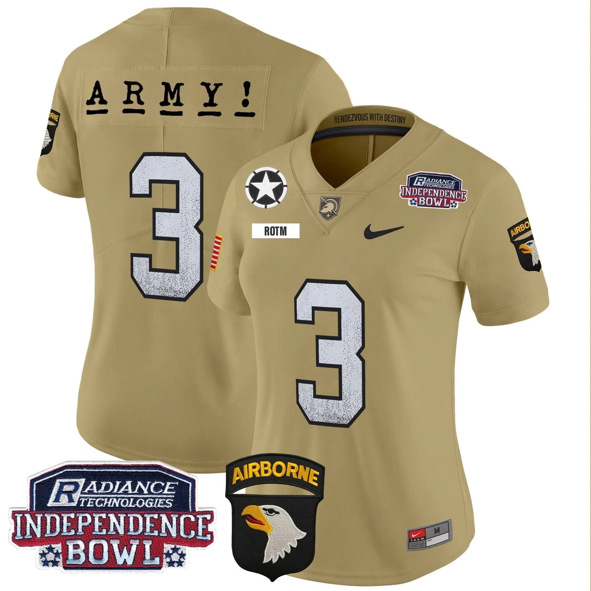 Personalized Women's ABK Independence Bowl Patch 2026 Vapor Limited Jersey - Stitched - Tan / #3 ROTM Stitched