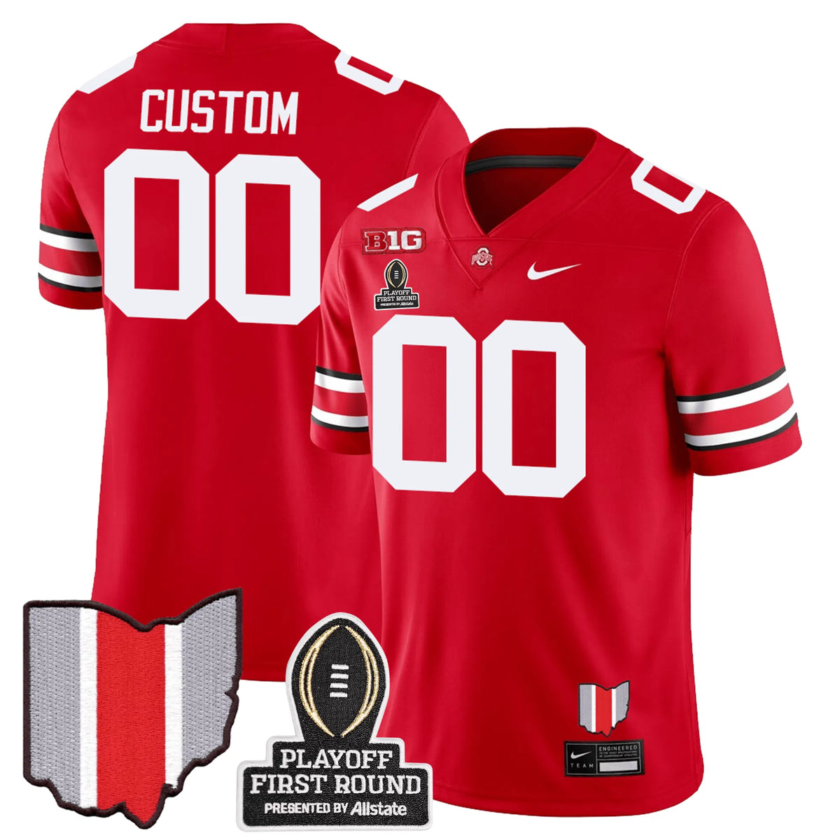 Personalized Custom OSB Jersey - CFP First Round Patch - Red Stitched