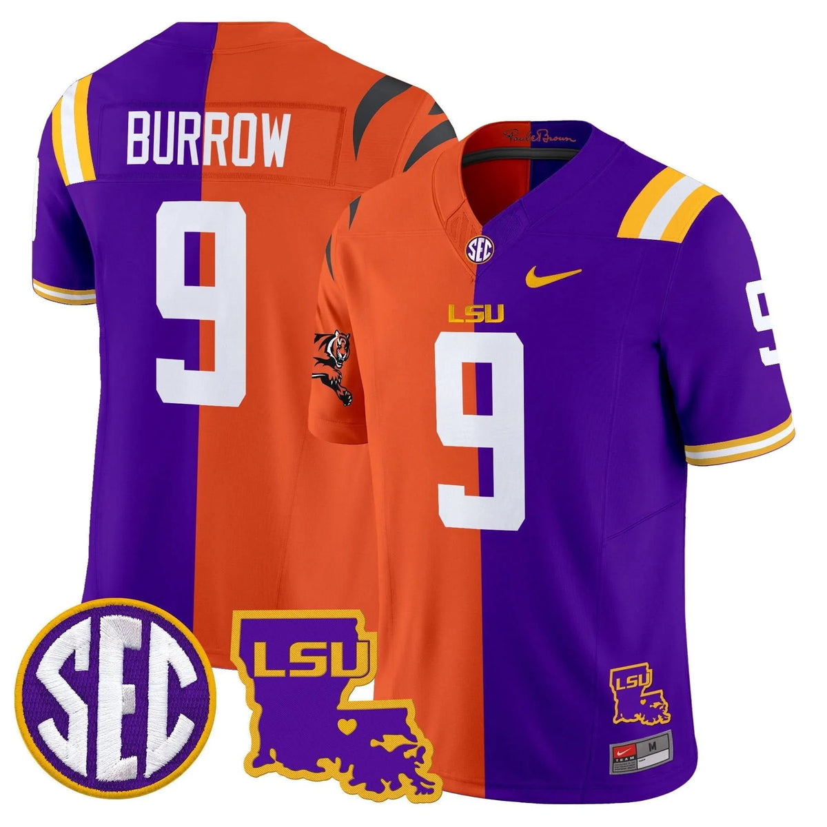 Personalized LSU Tiger Split Vapor Limited Jersey - Joe Burrow Stitched