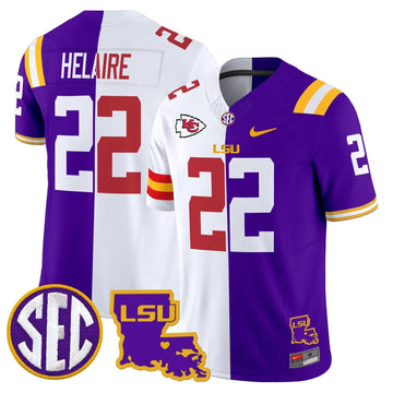 Personalized LSU Tiger Split Vapor Limited Jersey - Clyde Edwards-Helaire Stitched