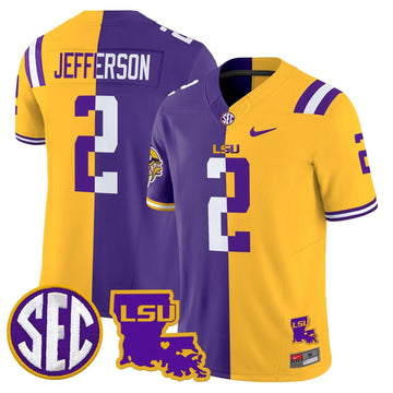 Personalized LSU Tiger Split Vapor Limited Jersey - Justin Jefferson Stitched