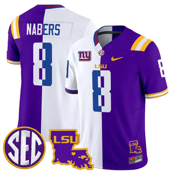 Personalized LSU Tiger Split Vapor Limited Jersey - Malik Nabers Stitched