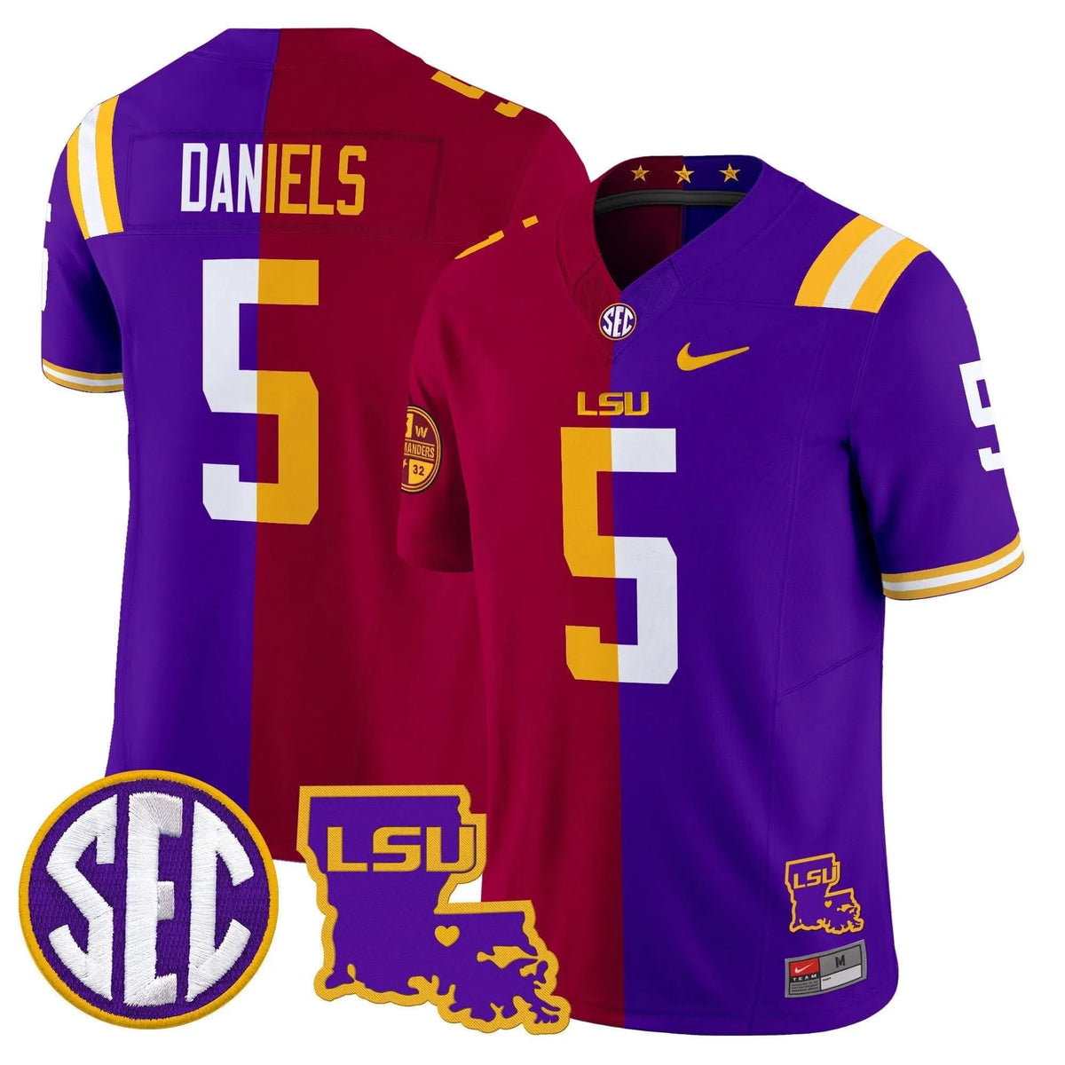 Personalized LSU Tiger Split Vapor Limited Jersey - Jayden Daniels Stitched