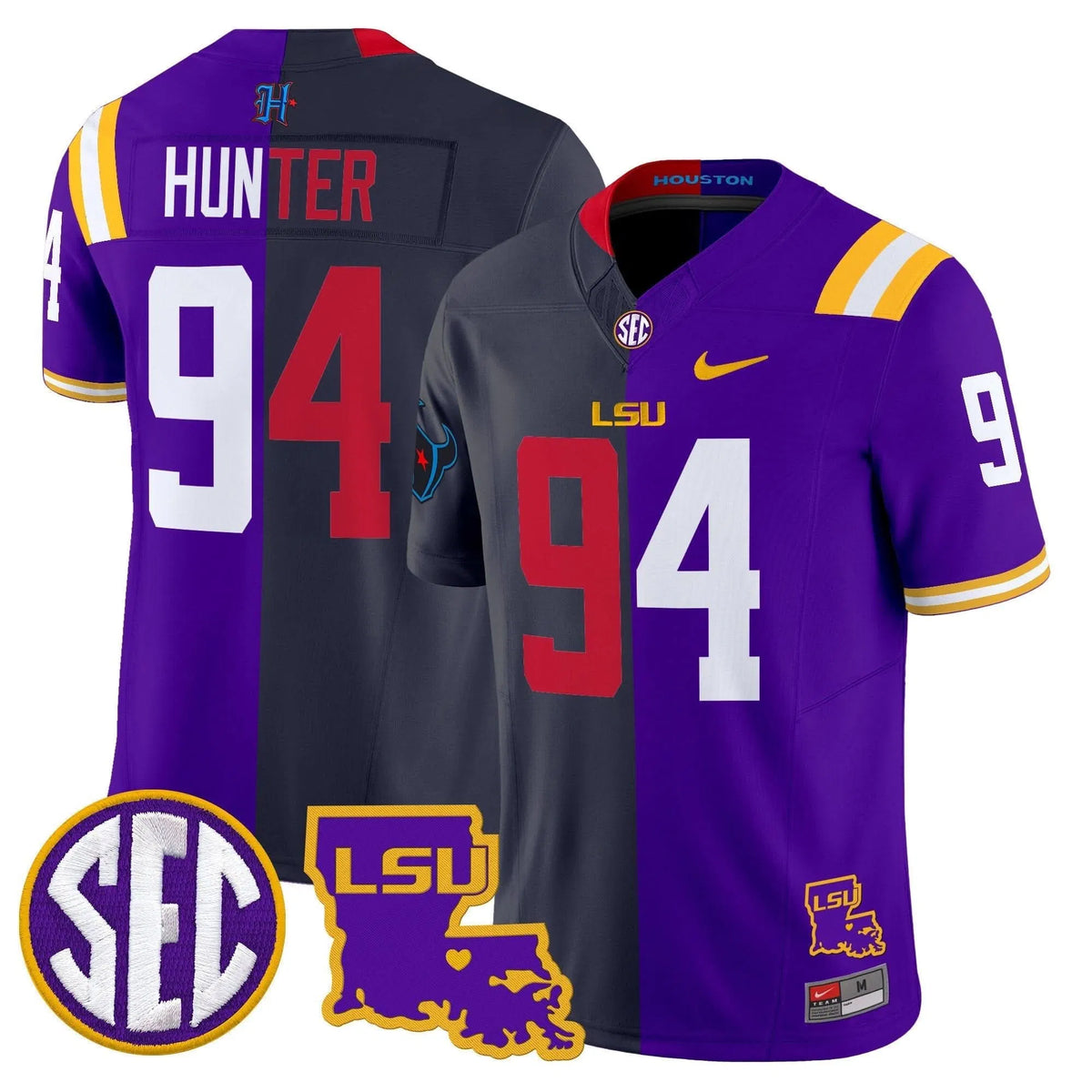 Personalized LSU Tiger Split Vapor Limited Jersey - Danielle Hunter Stitched